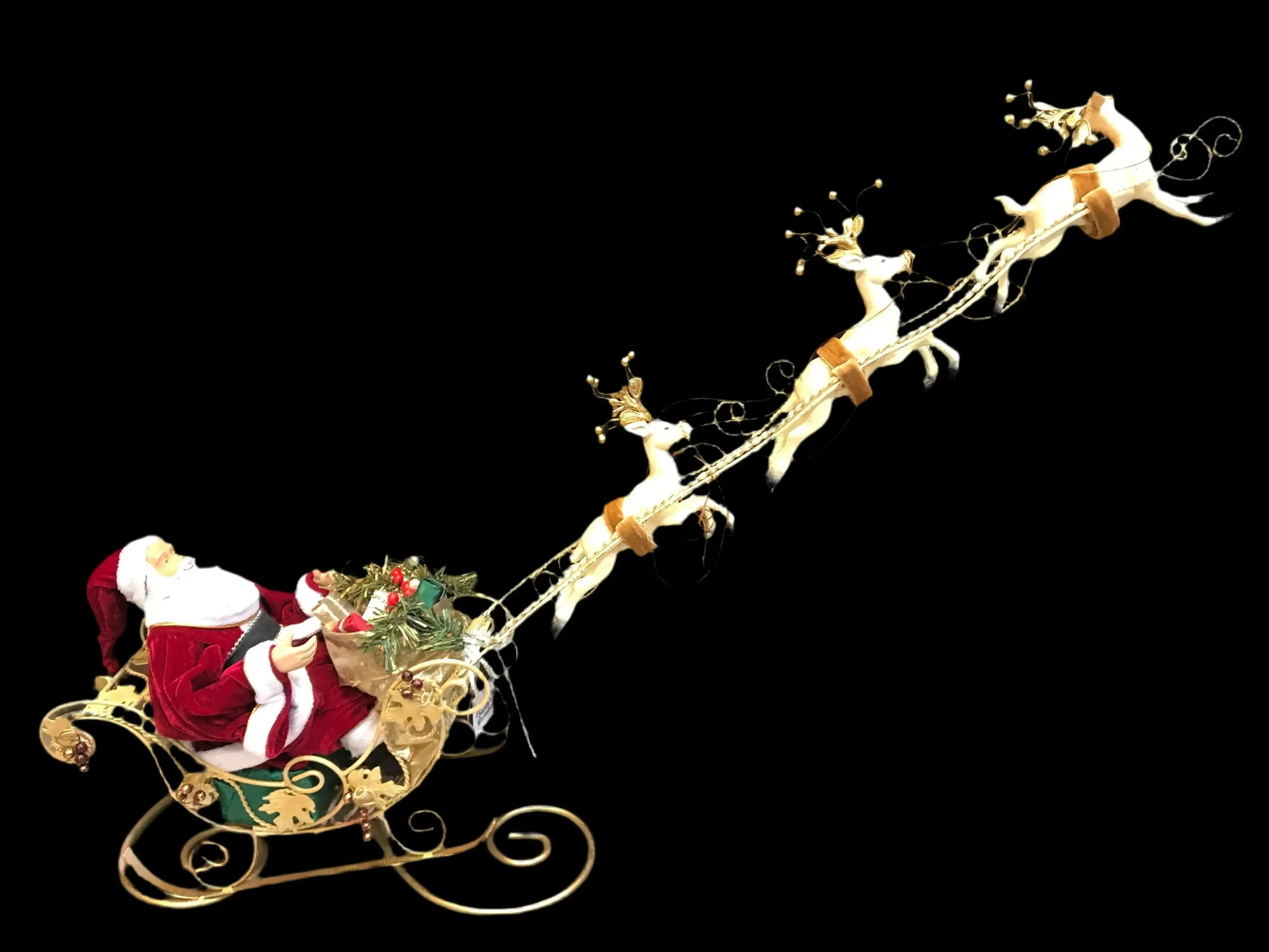 37” Santa Claus on Sleigh with reindeer - 95 cm approx length