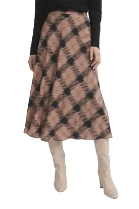 A-line Check Midi Skirt