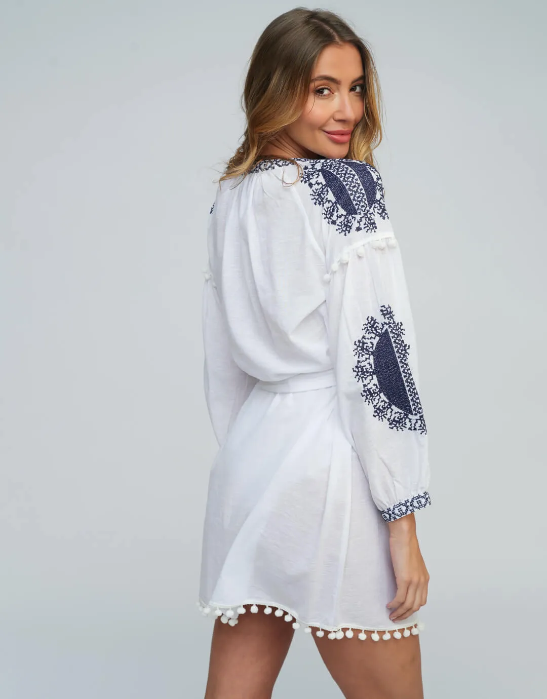 Amara Tunic - White Navy