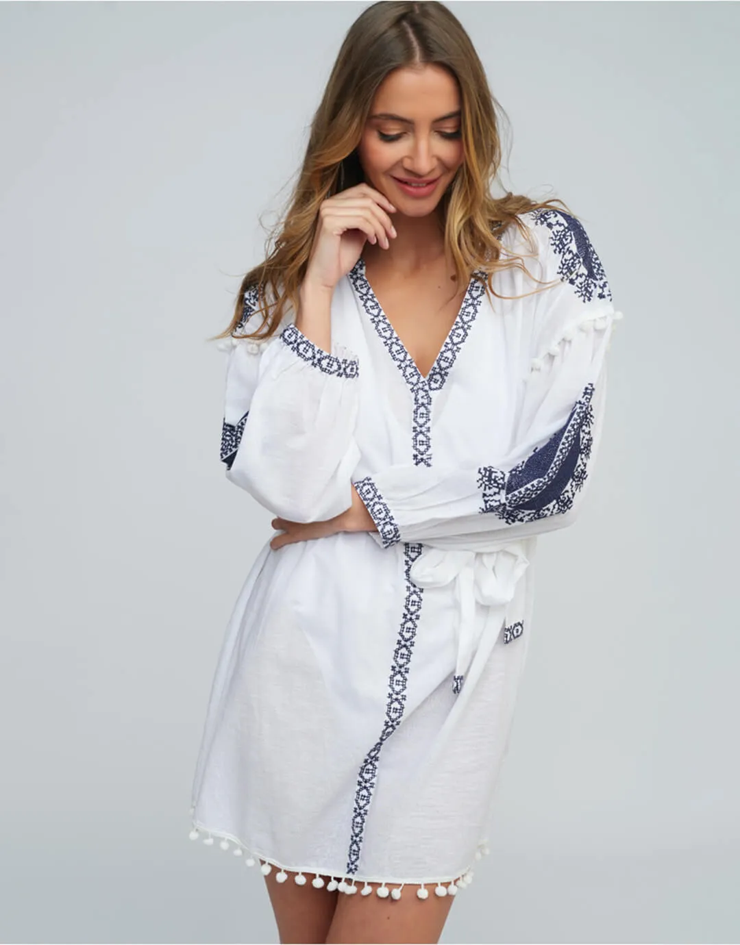 Amara Tunic - White Navy