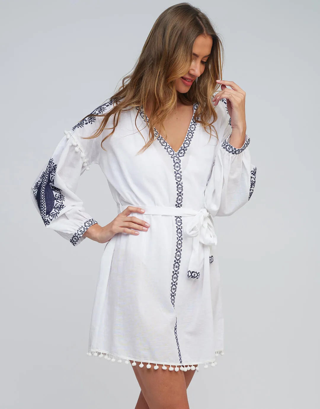 Amara Tunic - White Navy