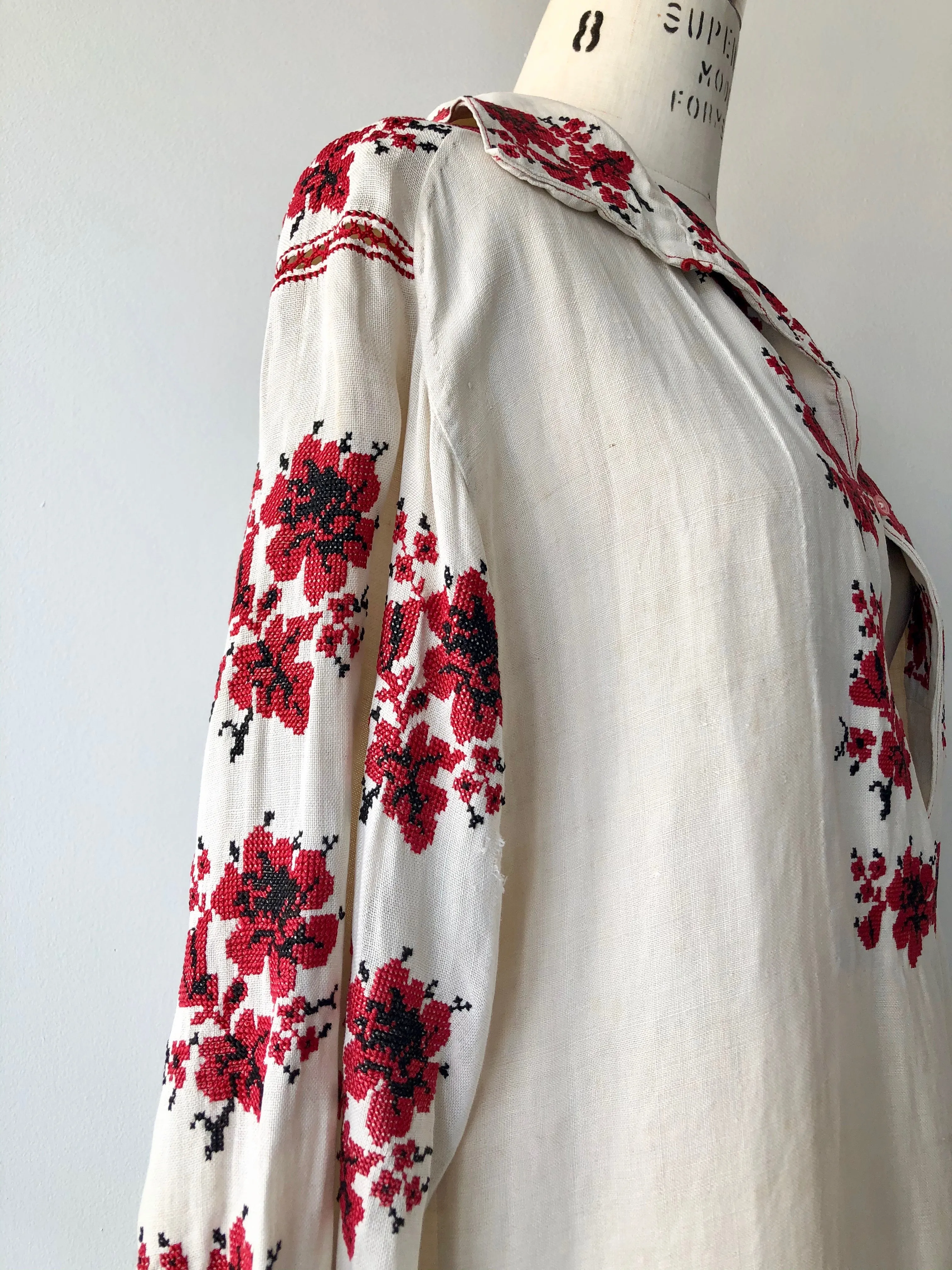 Antique Folk Embroidered Chemise Dress