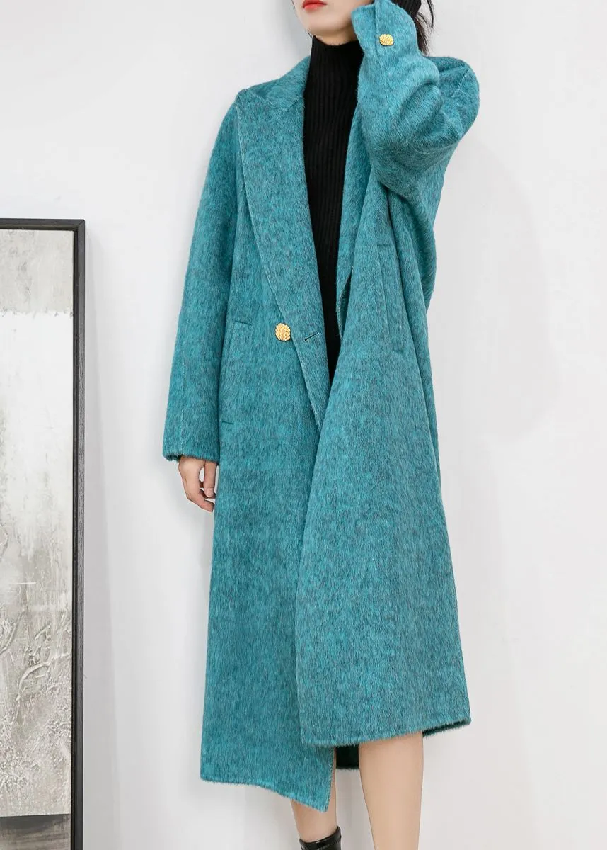 Aqua Two Button Double Face Wool Blend Fleece Long Coat