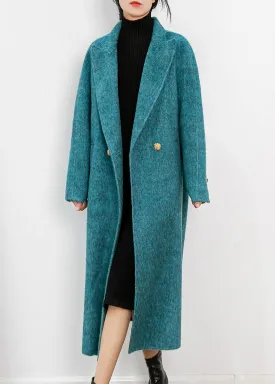 Aqua Two Button Double Face Wool Blend Fleece Long Coat