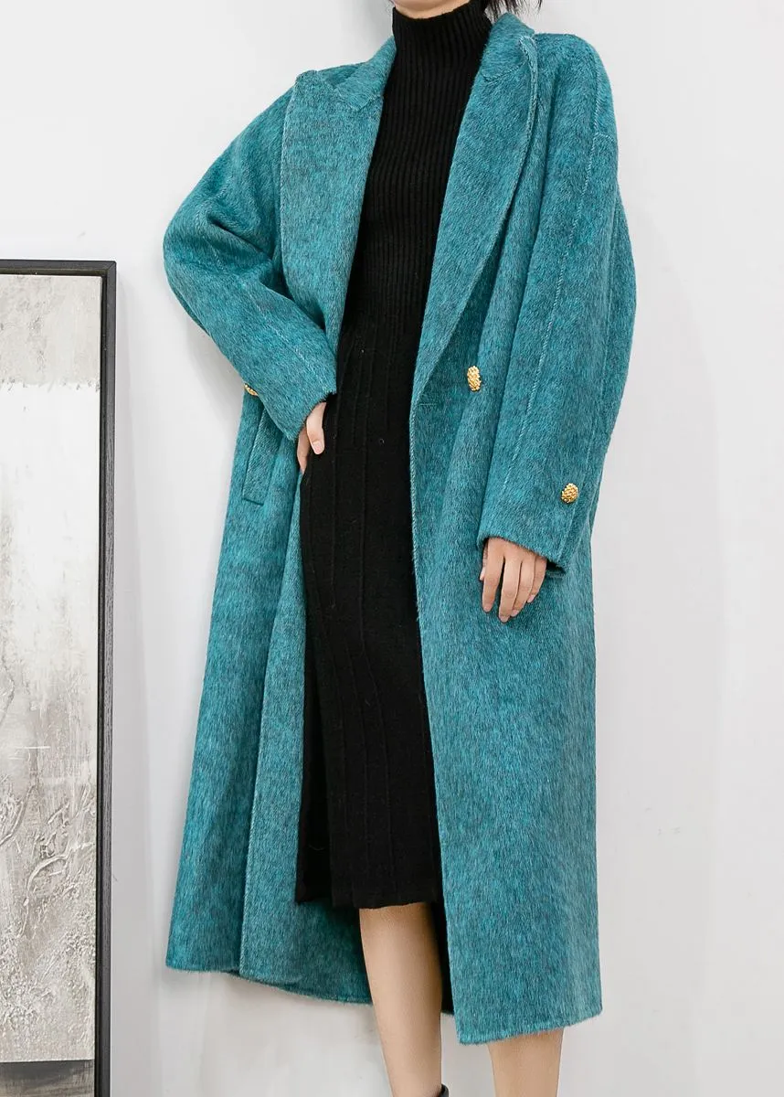 Aqua Two Button Double Face Wool Blend Fleece Long Coat