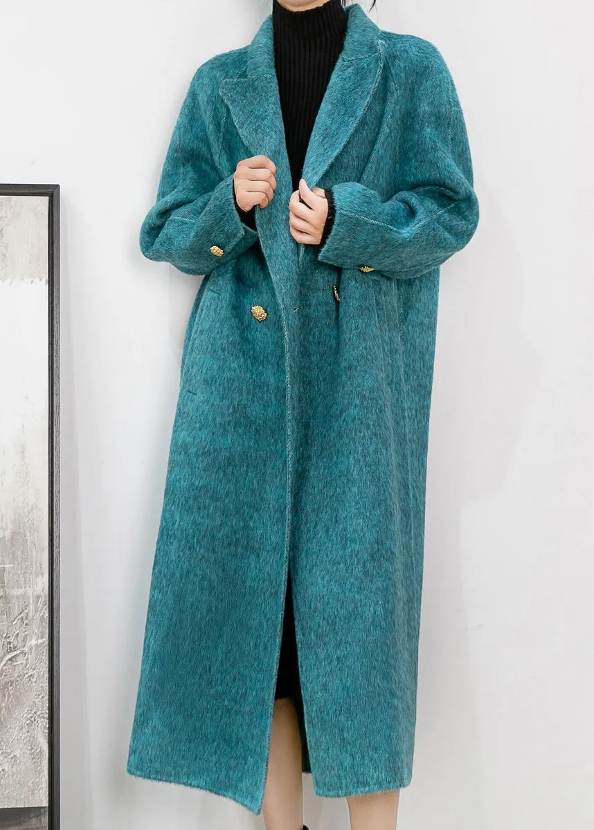 Aqua Two Button Double Face Wool Blend Fleece Long Coat