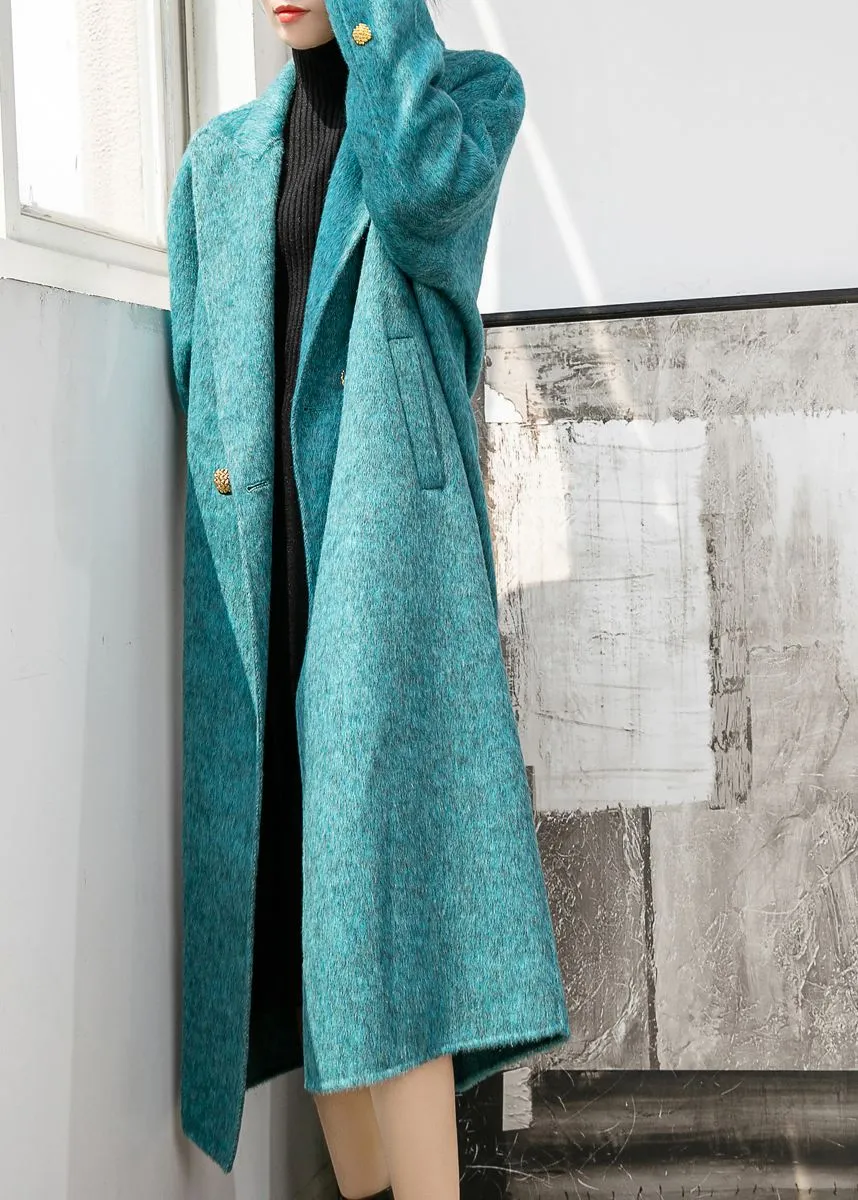 Aqua Two Button Double Face Wool Blend Fleece Long Coat