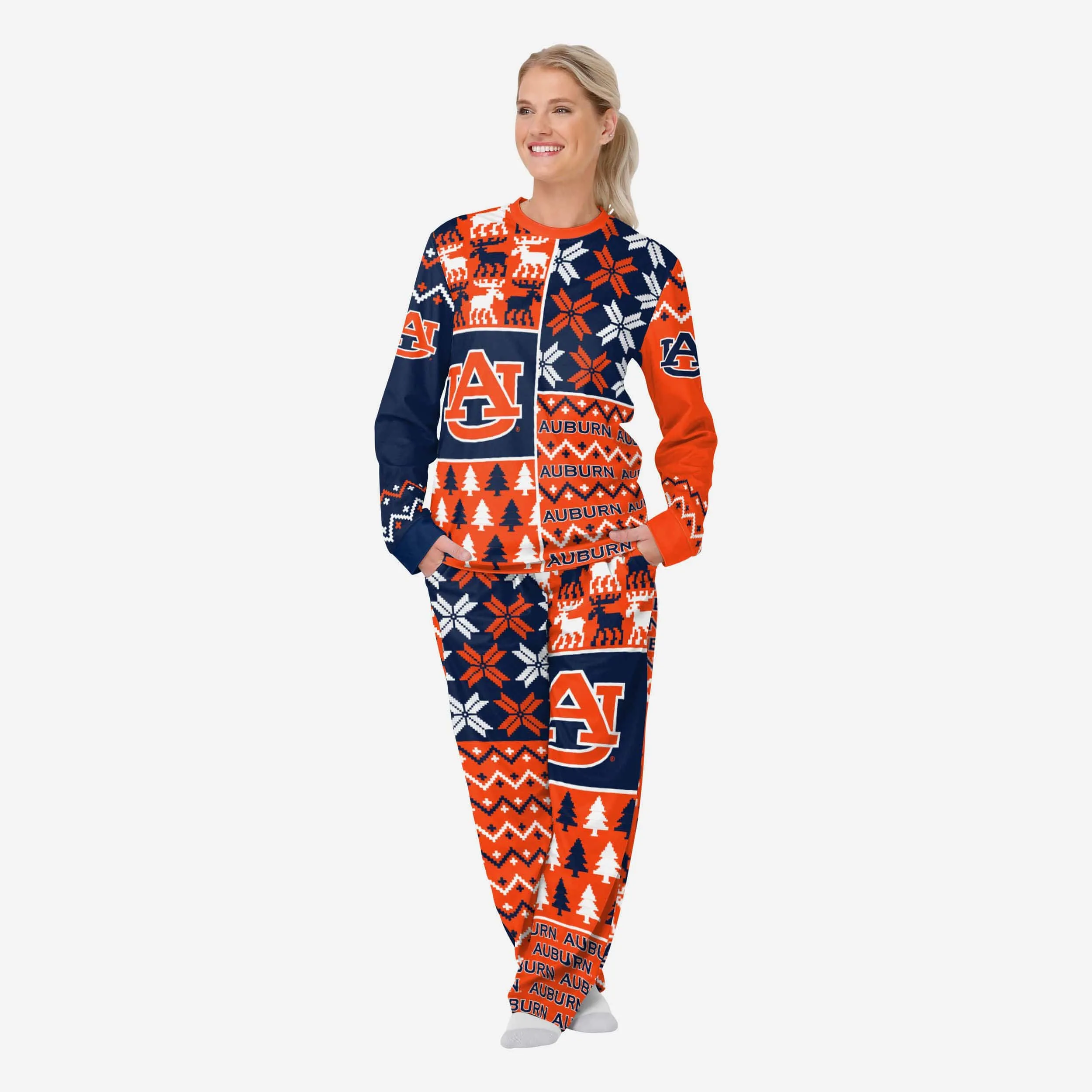 Auburn Tigers Womens Busy Block Family Holiday Pajamas