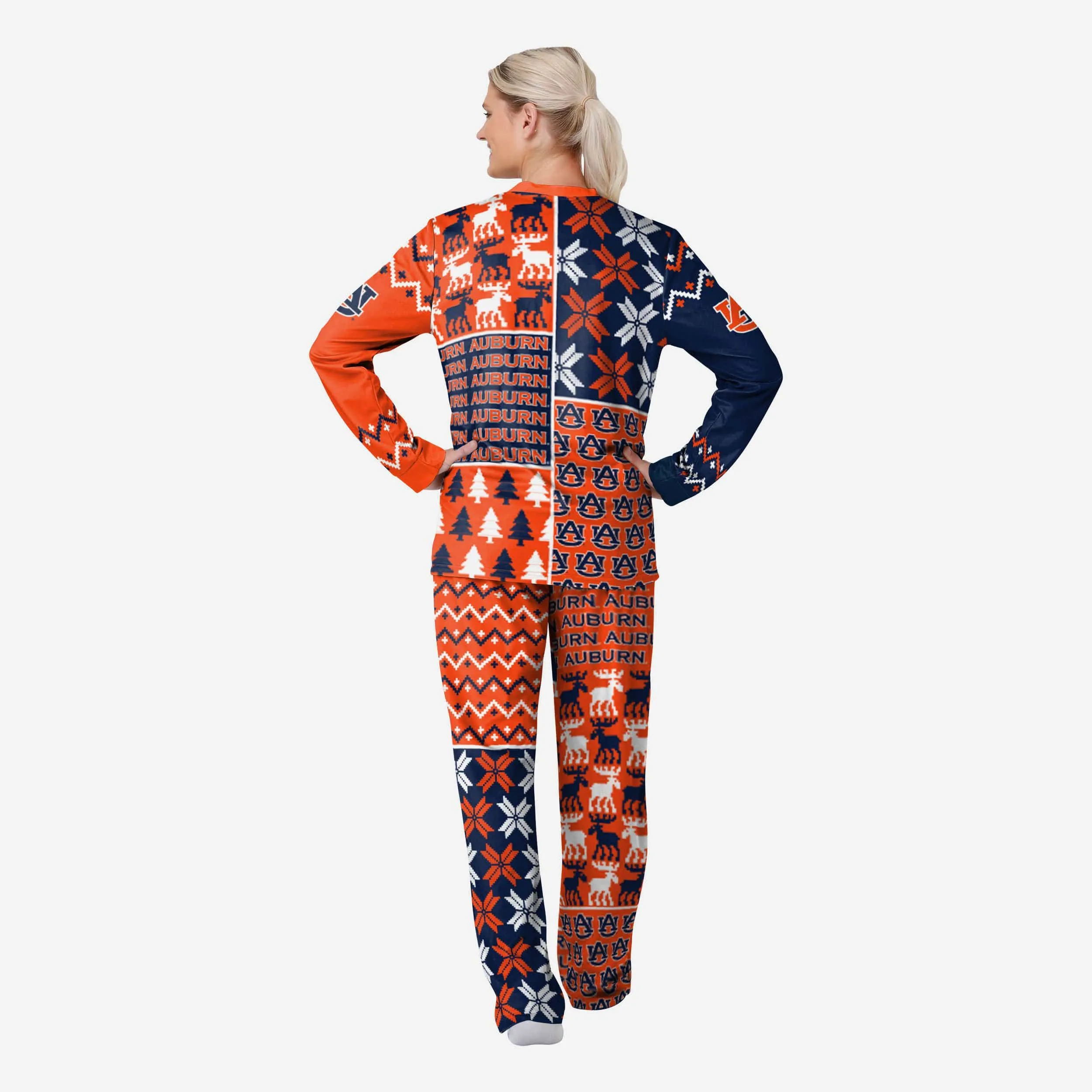 Auburn Tigers Womens Busy Block Family Holiday Pajamas