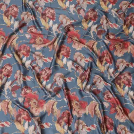 Autumnal Splendor Synthetic Modal Satin Fabric - Rustic Floral Print, 110cm - Shop Online-D17980