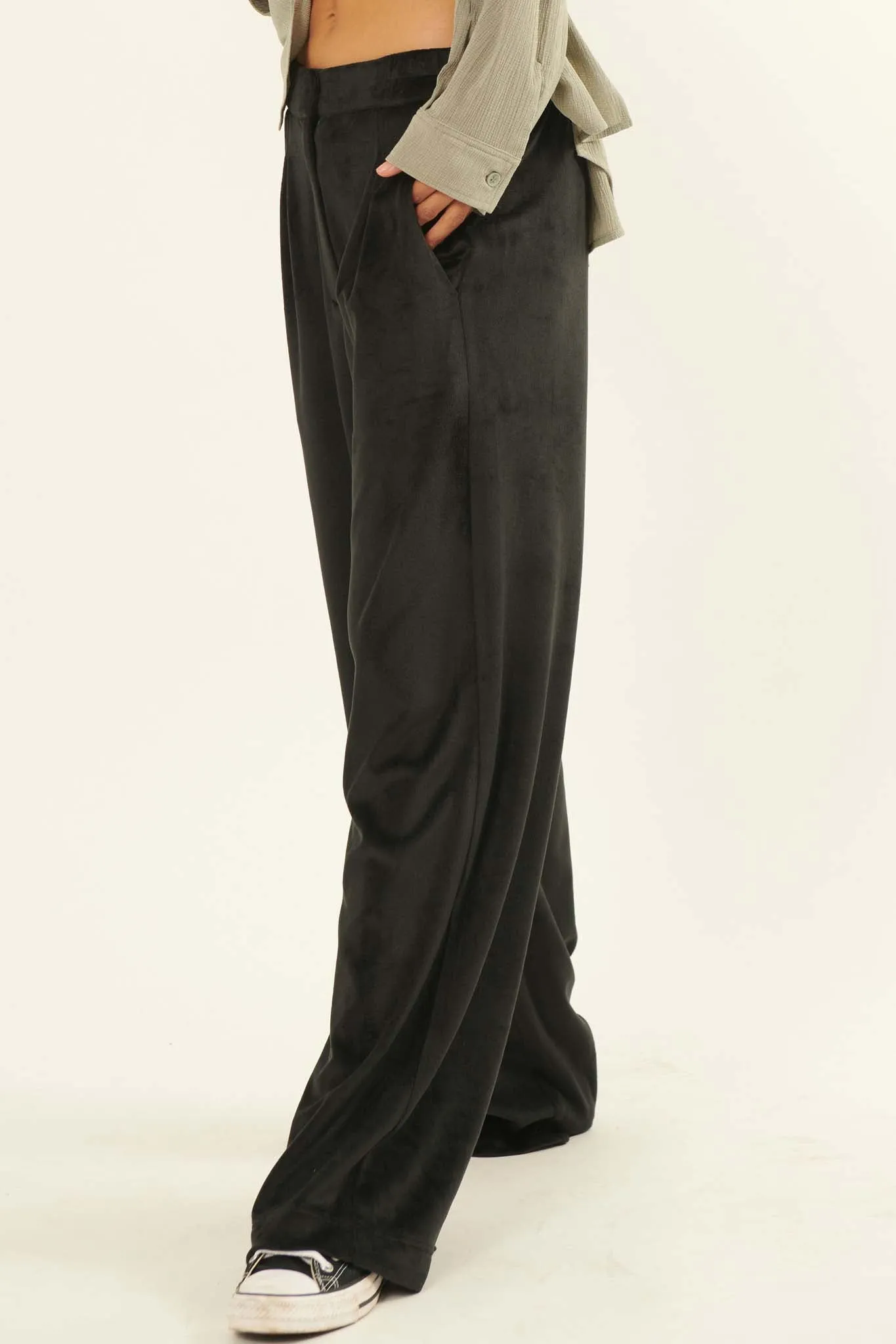 Big Deal Pleated Wide-Leg Velvet Pants