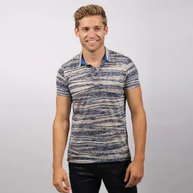 Blue Stripe Print Polo Shirt