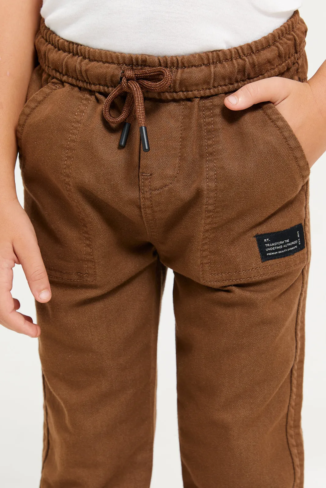 Boys Brown Knitted Denim Jogger