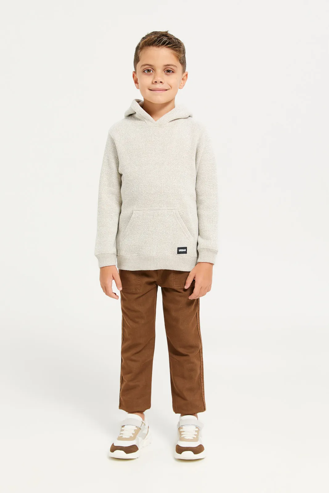 Boys Brown Knitted Denim Jogger