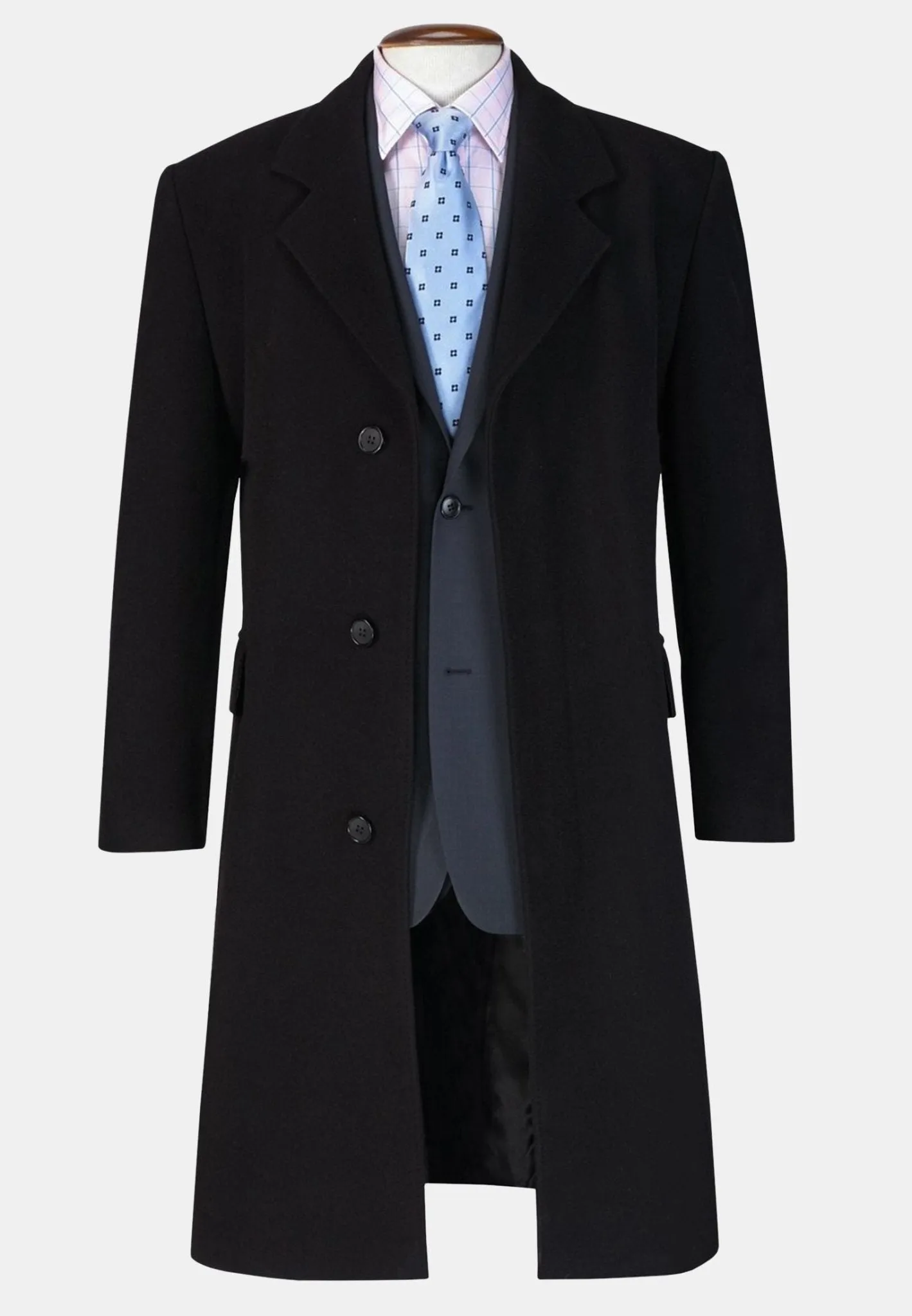 BROOK TAVERNER Wool Cashmere Overcoat BLACK REG