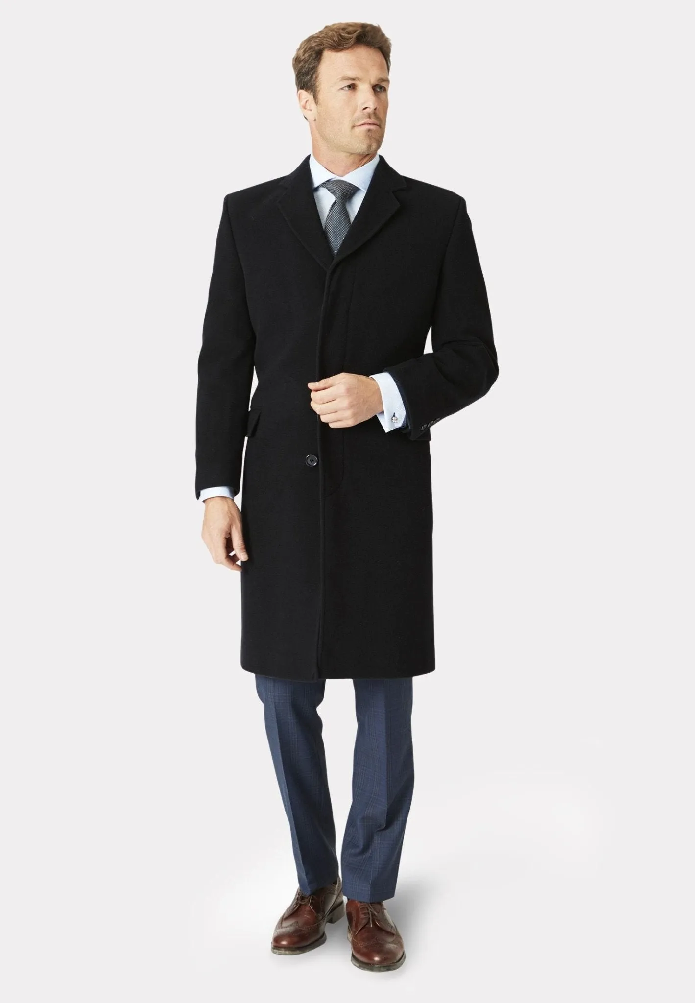 BROOK TAVERNER Wool Cashmere Overcoat BLACK REG