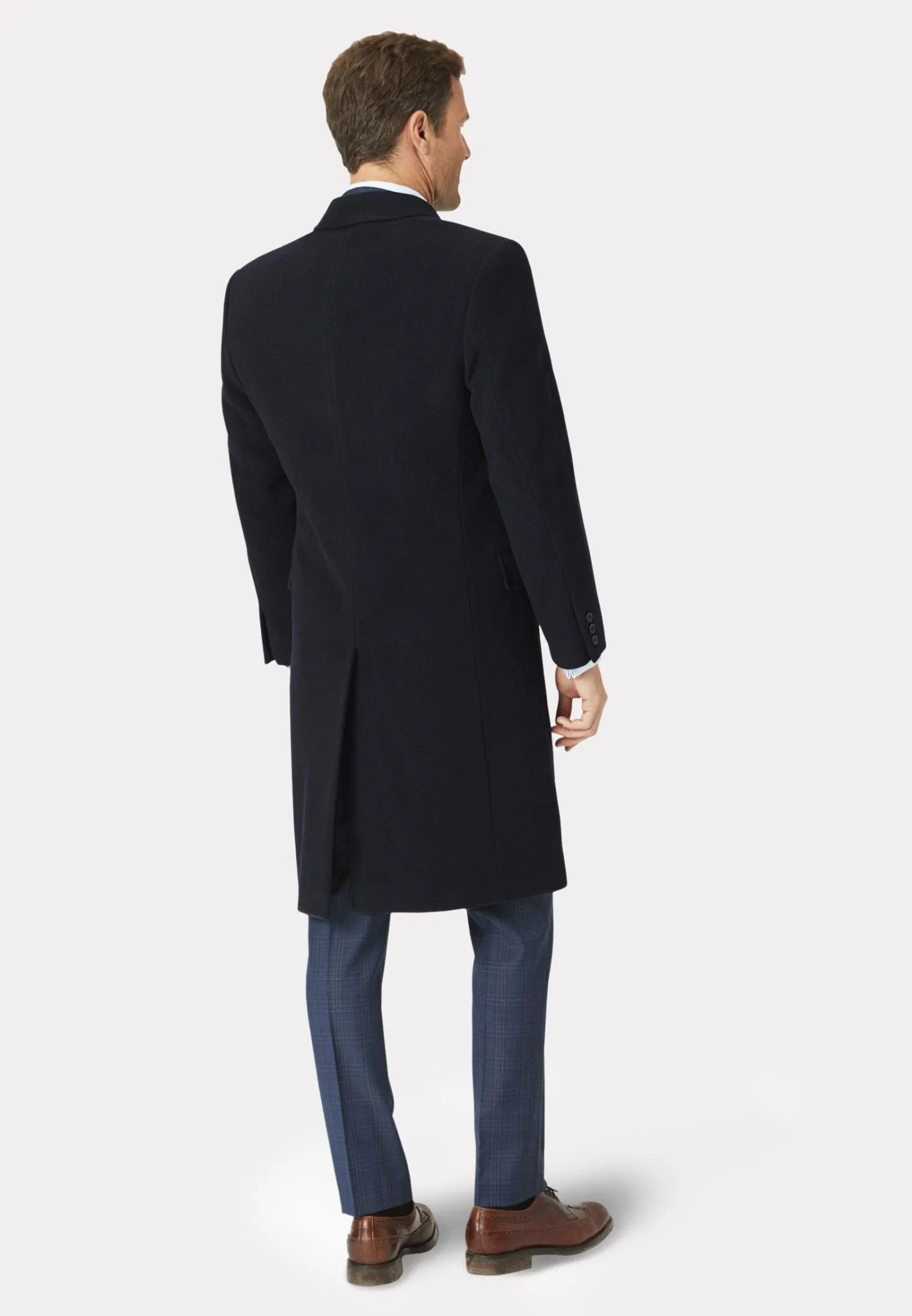 BROOK TAVERNER Wool Cashmere Overcoat NAVY REG