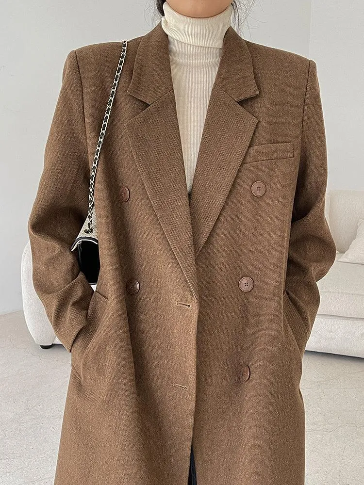 Brown Long Thicken Wool Overcoat