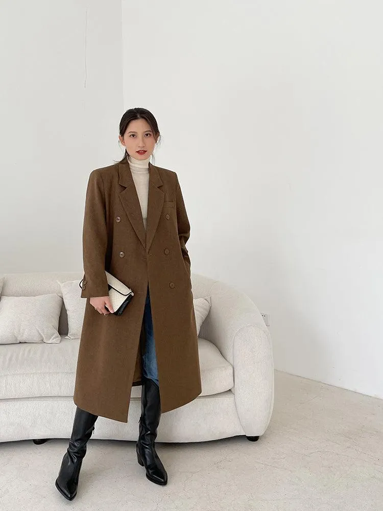 Brown Long Thicken Wool Overcoat