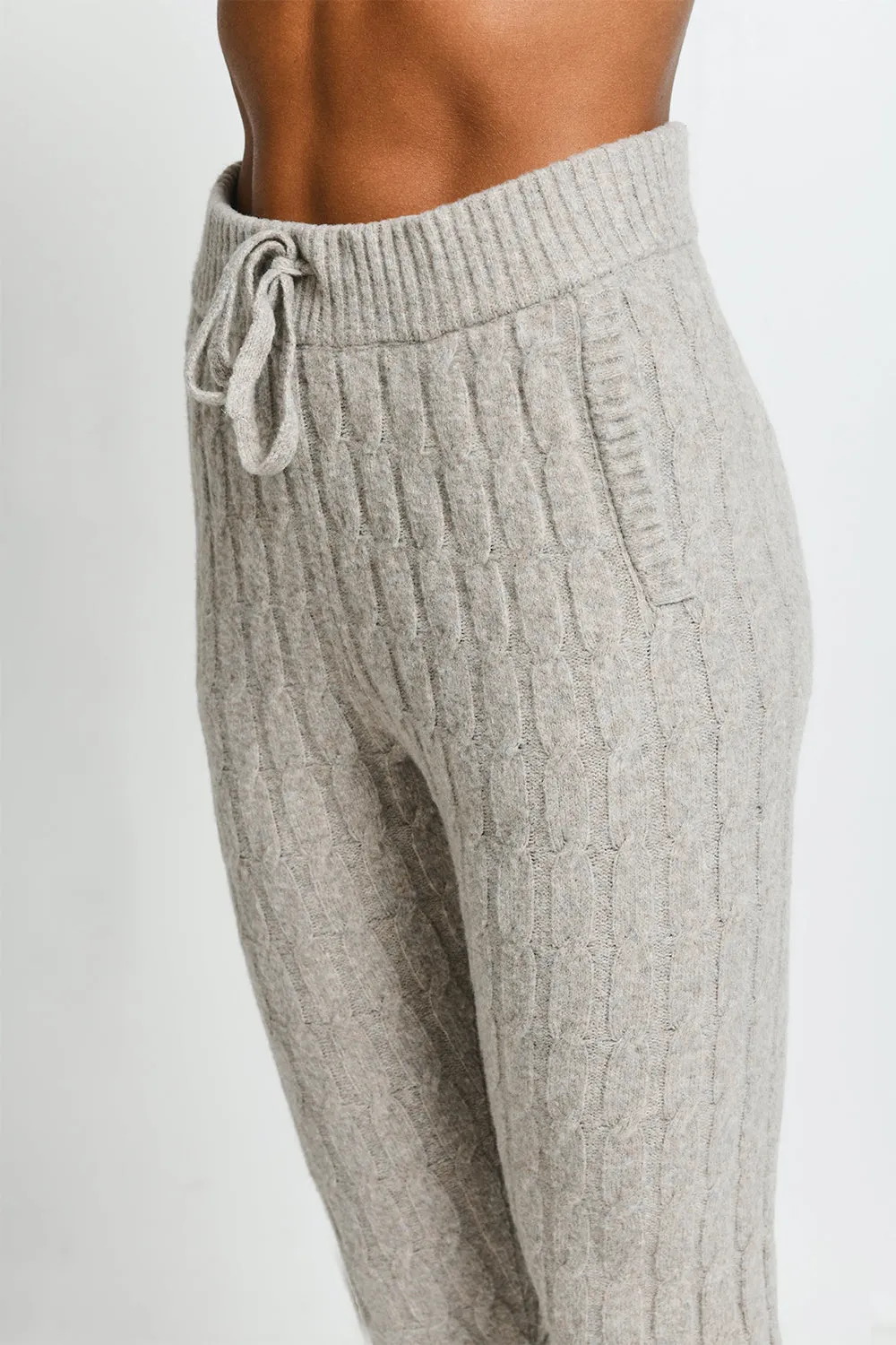 Cable Knit Joggers - Beige