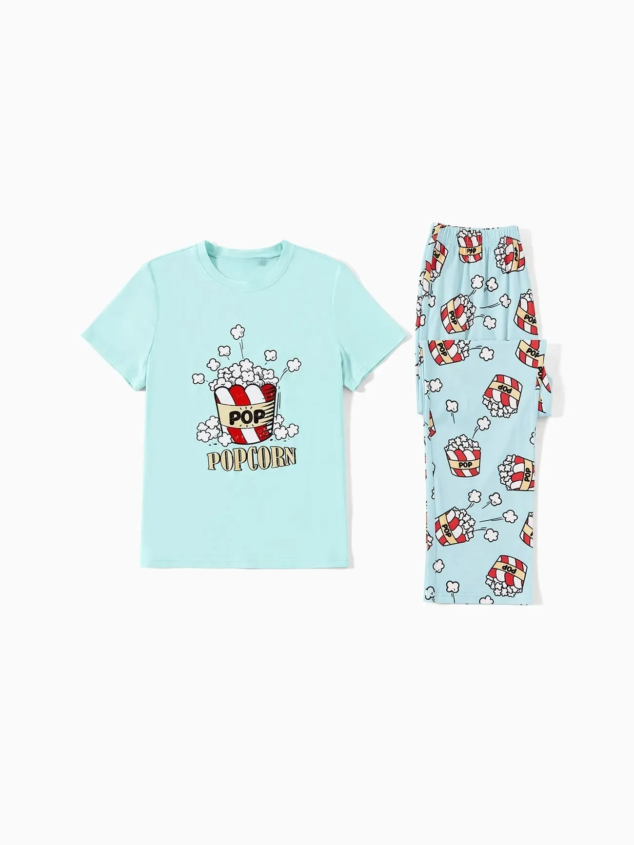 Christmas Popcorn Print Family Pajamas Set