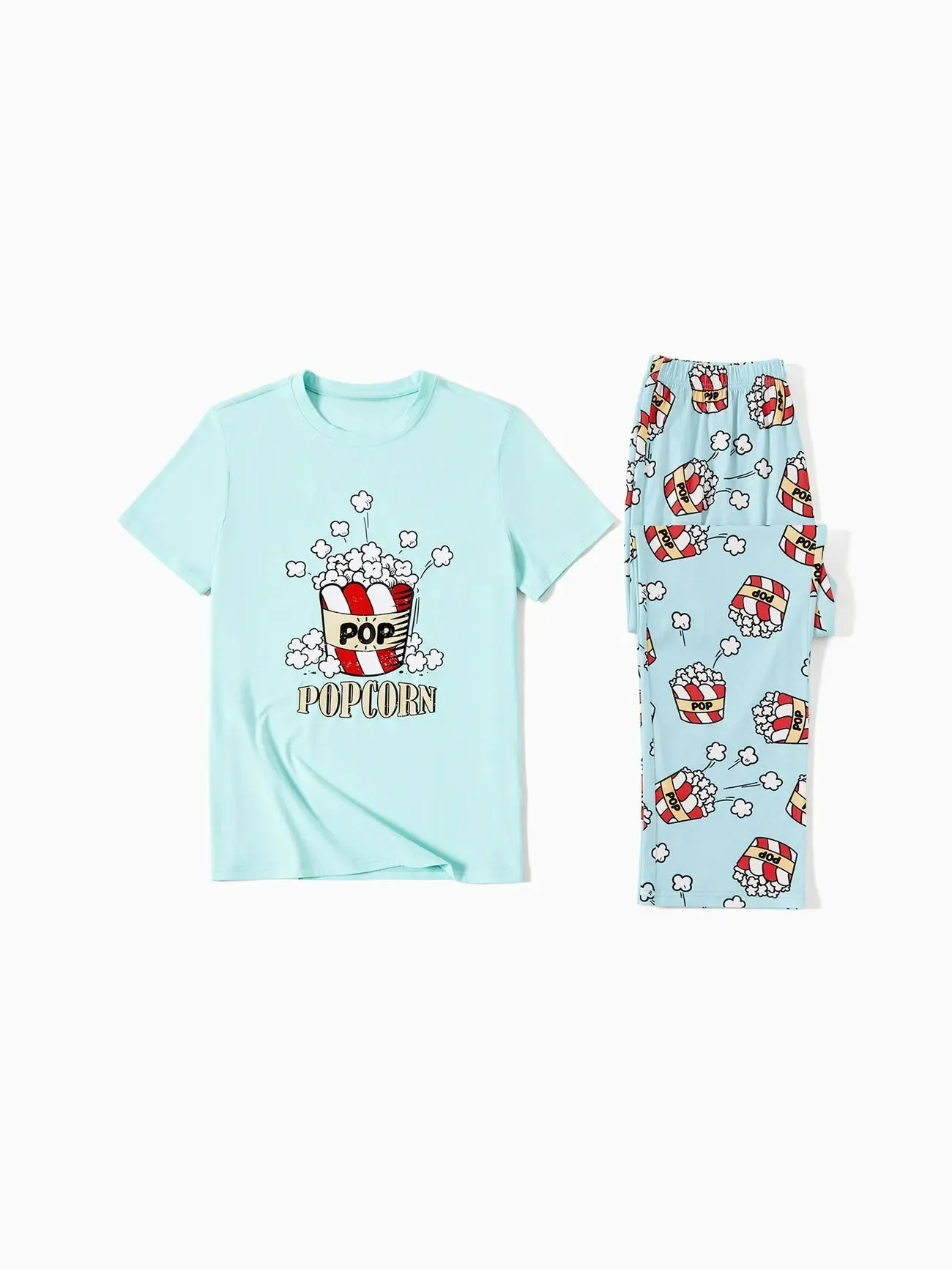 Christmas Popcorn Print Family Pajamas Set