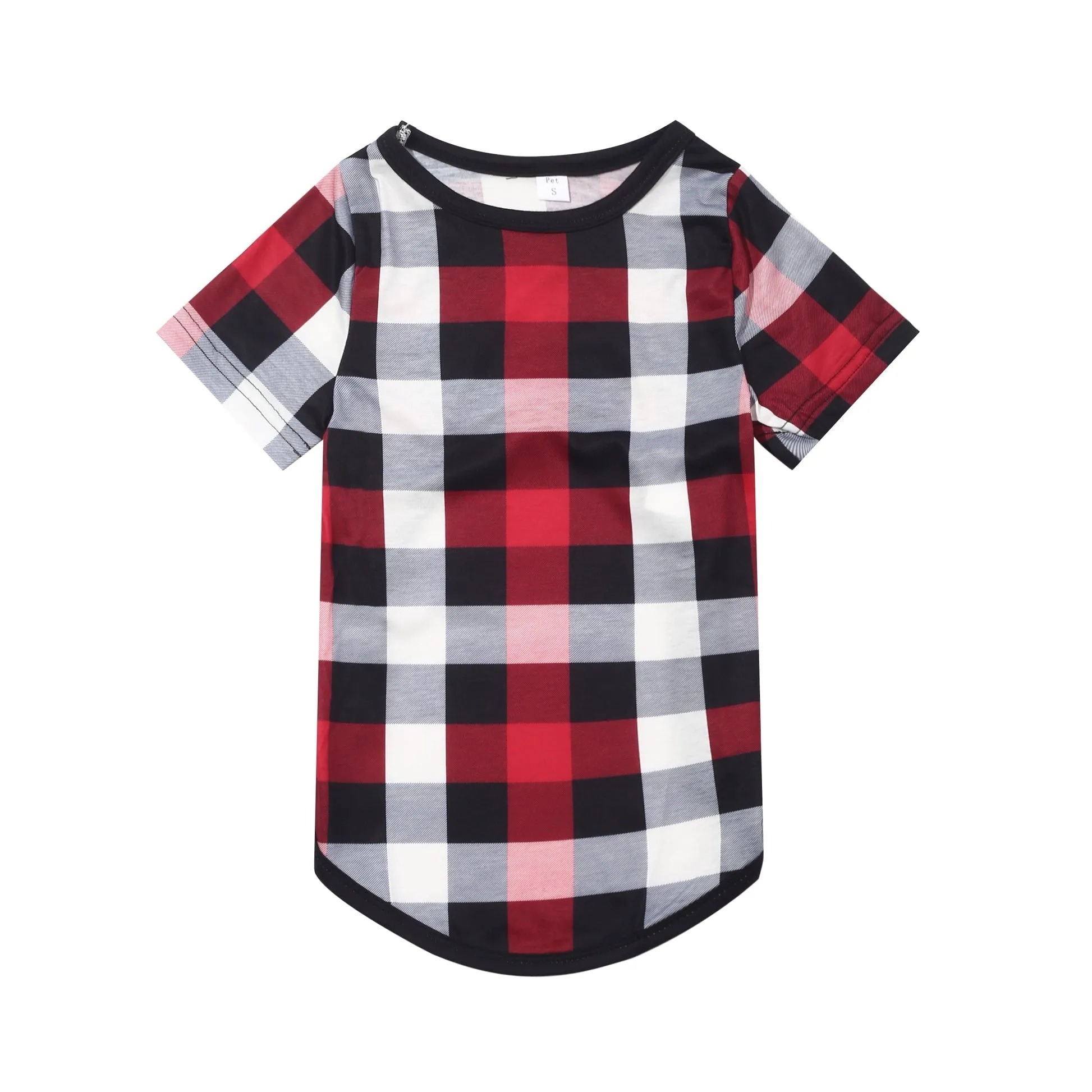 Christmas Text Prints Red & Black & Grey & White Plaid Family Matching Pajamas