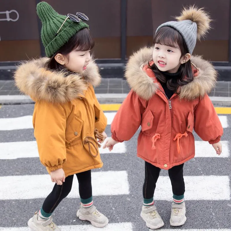 Cool Toddler Girls Faux Fur Trim Elastic Waist Parka Coat