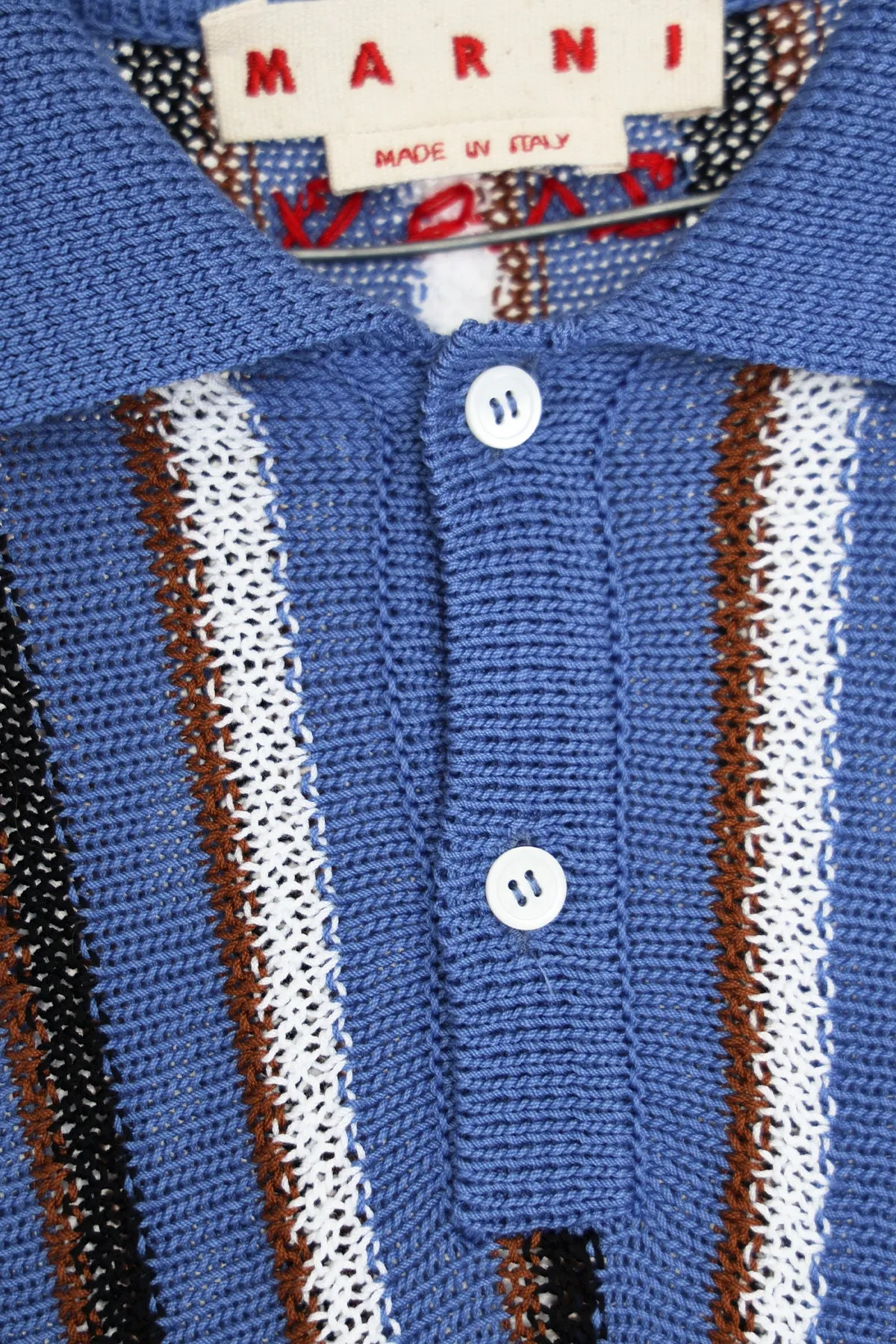 Cotton Cable Striped Crochet Polo - Opal