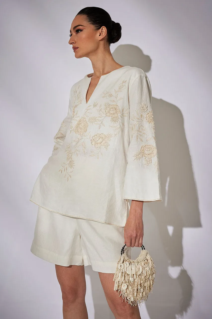 Couture Luxe Linen Embroidered Tunic