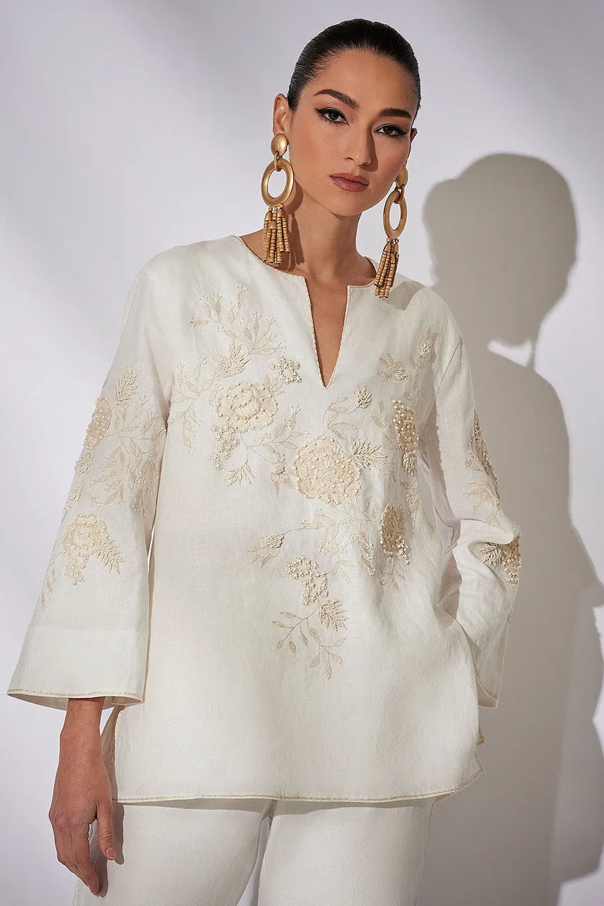 Couture Luxe Linen Embroidered Tunic