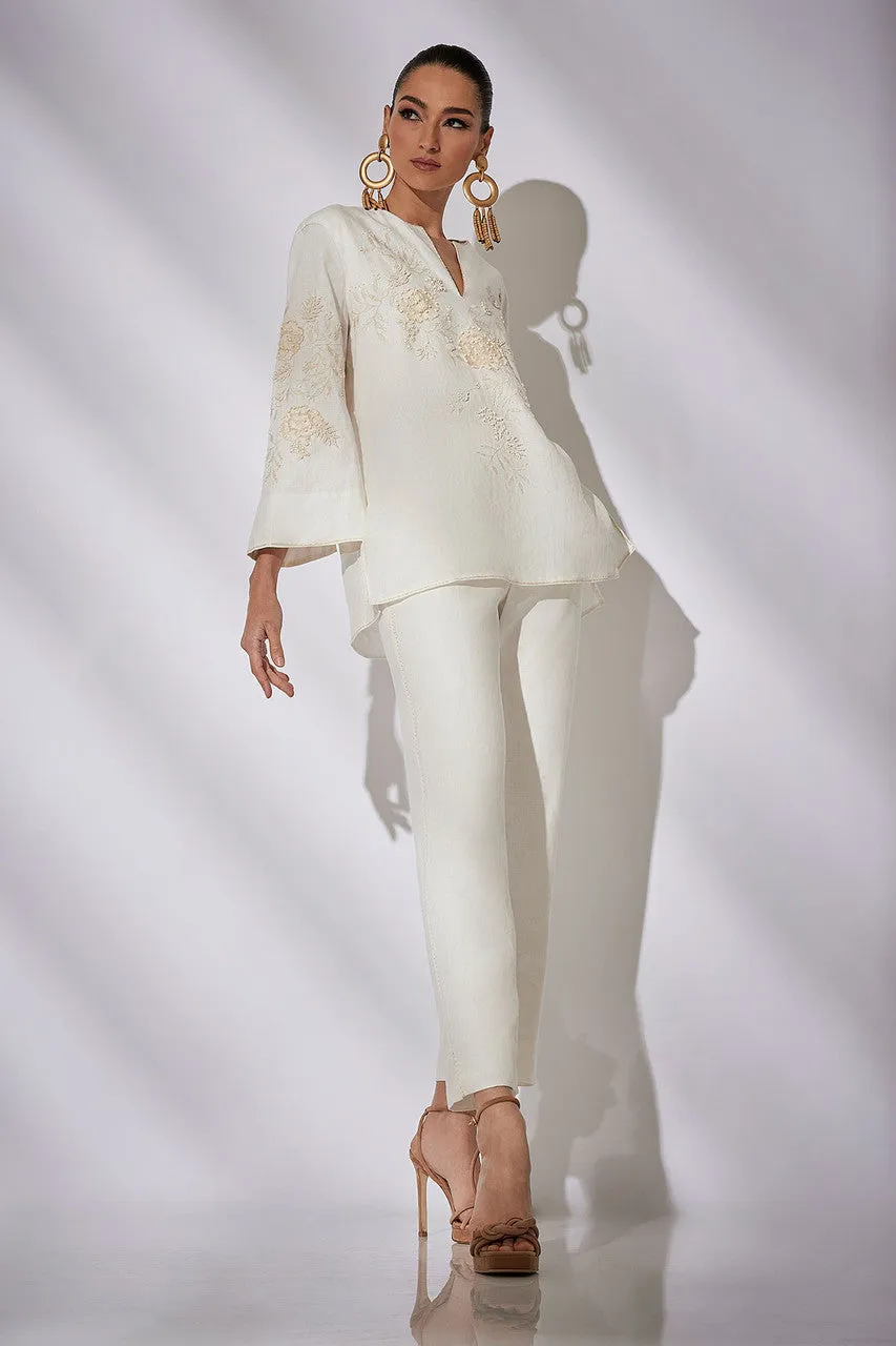 Couture Luxe Linen Embroidered Tunic