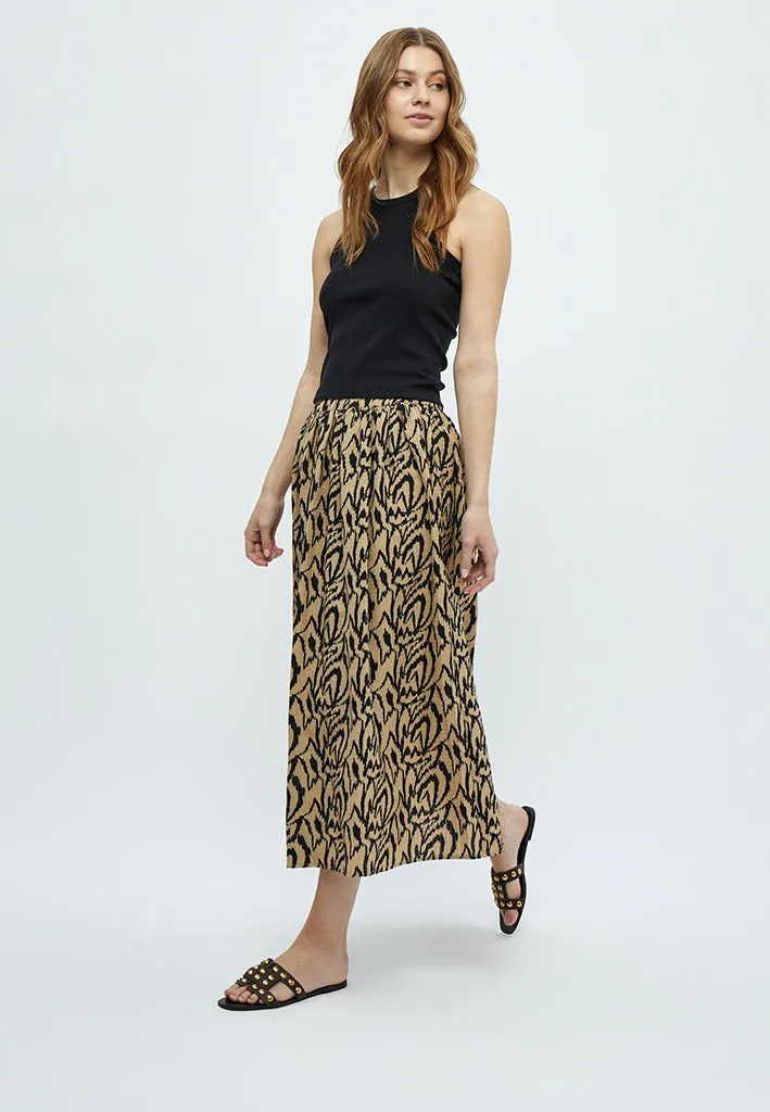 Daniela High Waist Midcalf Skirt - Cuban Sand Print