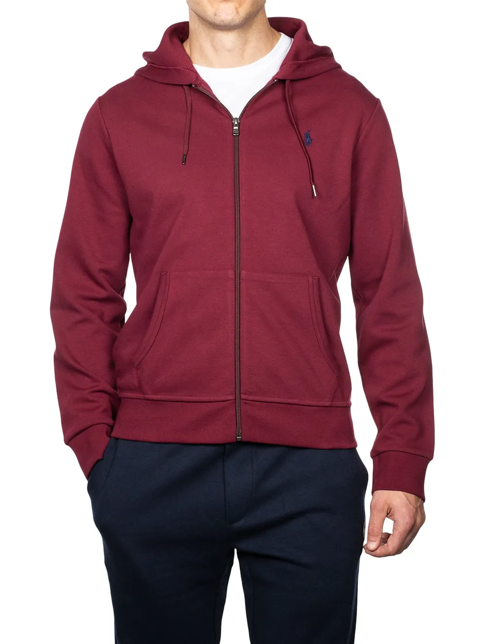 Double-knitted Full-Zip Hoodie Wine