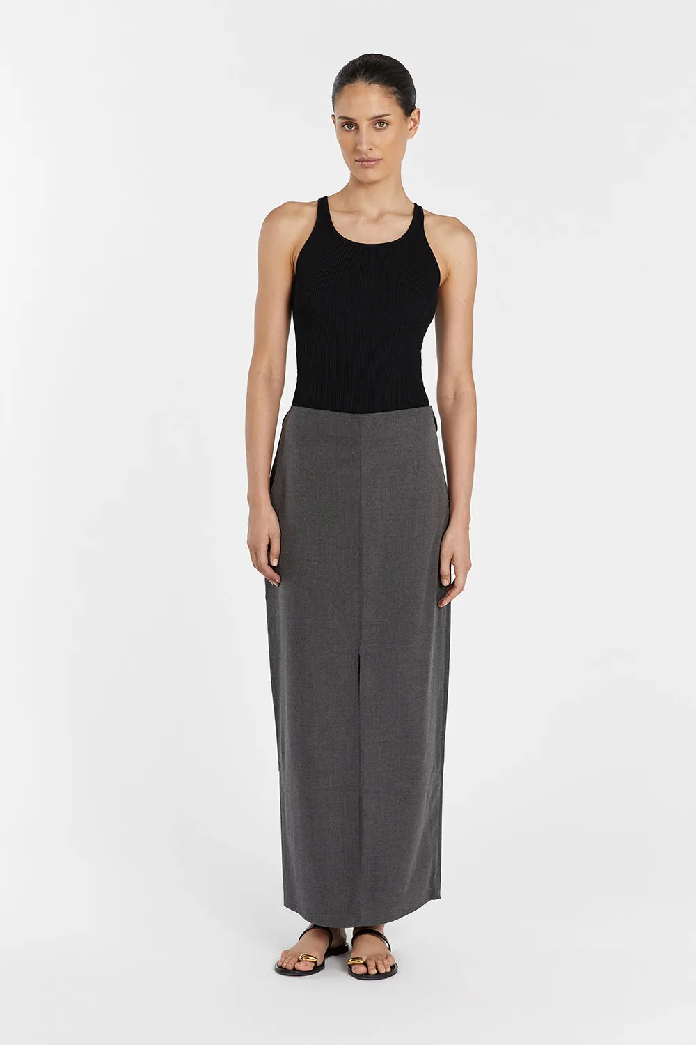 DREW CHARCOAL SPLIT MIDI SKIRT