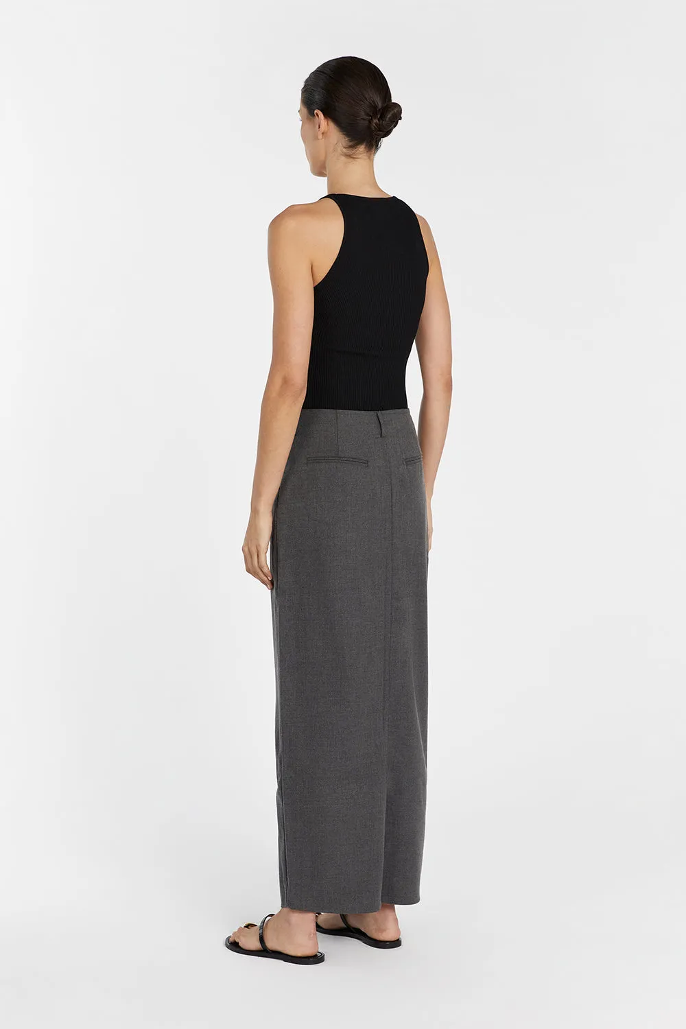 DREW CHARCOAL SPLIT MIDI SKIRT