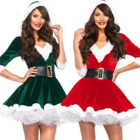 Festive Women's Santa Hoodie Dress - Stylish Christmas Outfit for Holiday Celebrations