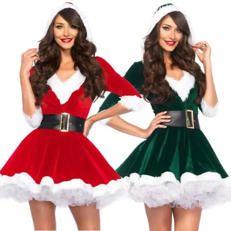 Festive Women's Santa Hoodie Dress - Stylish Christmas Outfit for Holiday Celebrations