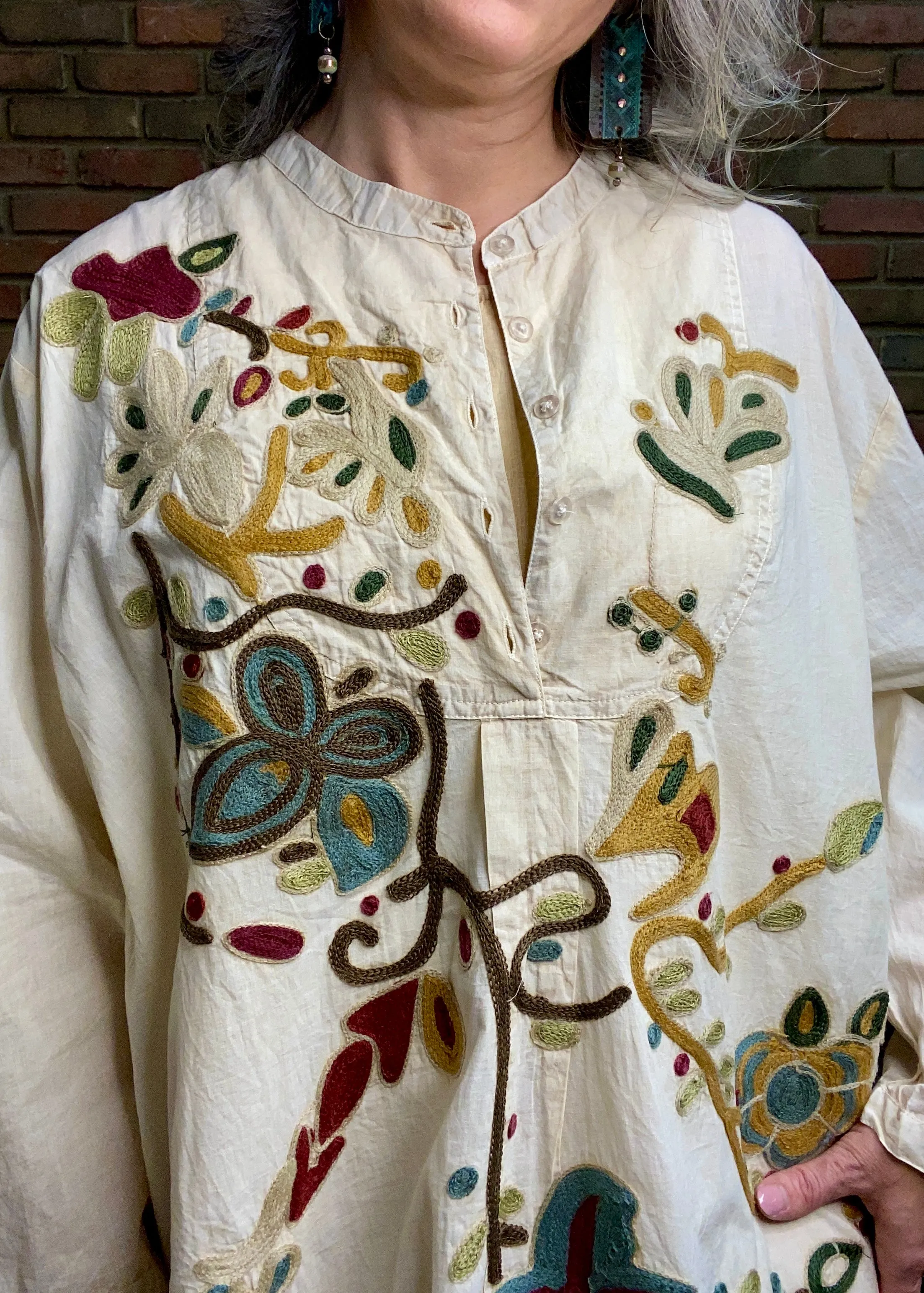 Floral Embroidery Hi Lo Tunic  #875