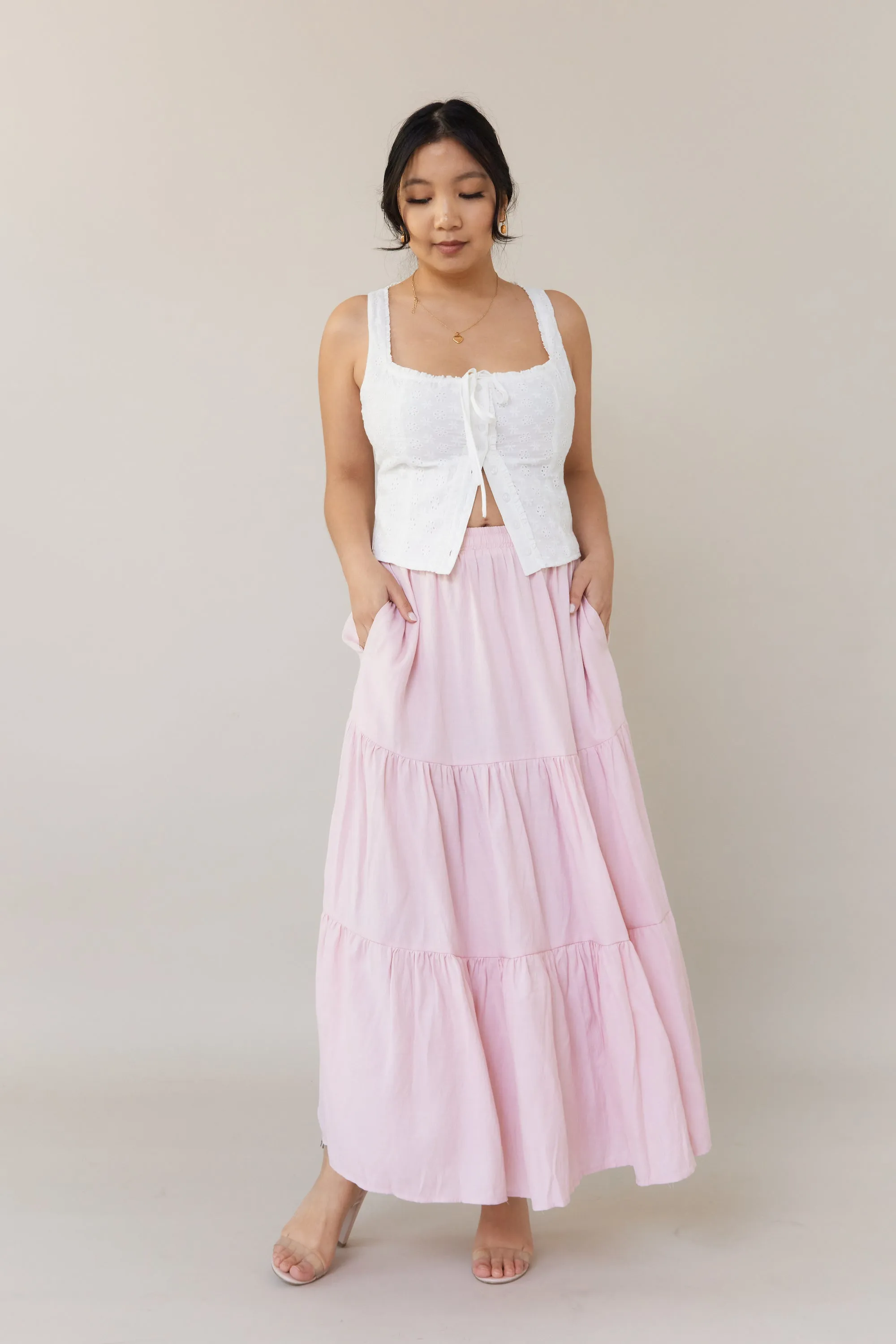 Flowing Midi Skirt - Pink - Sample