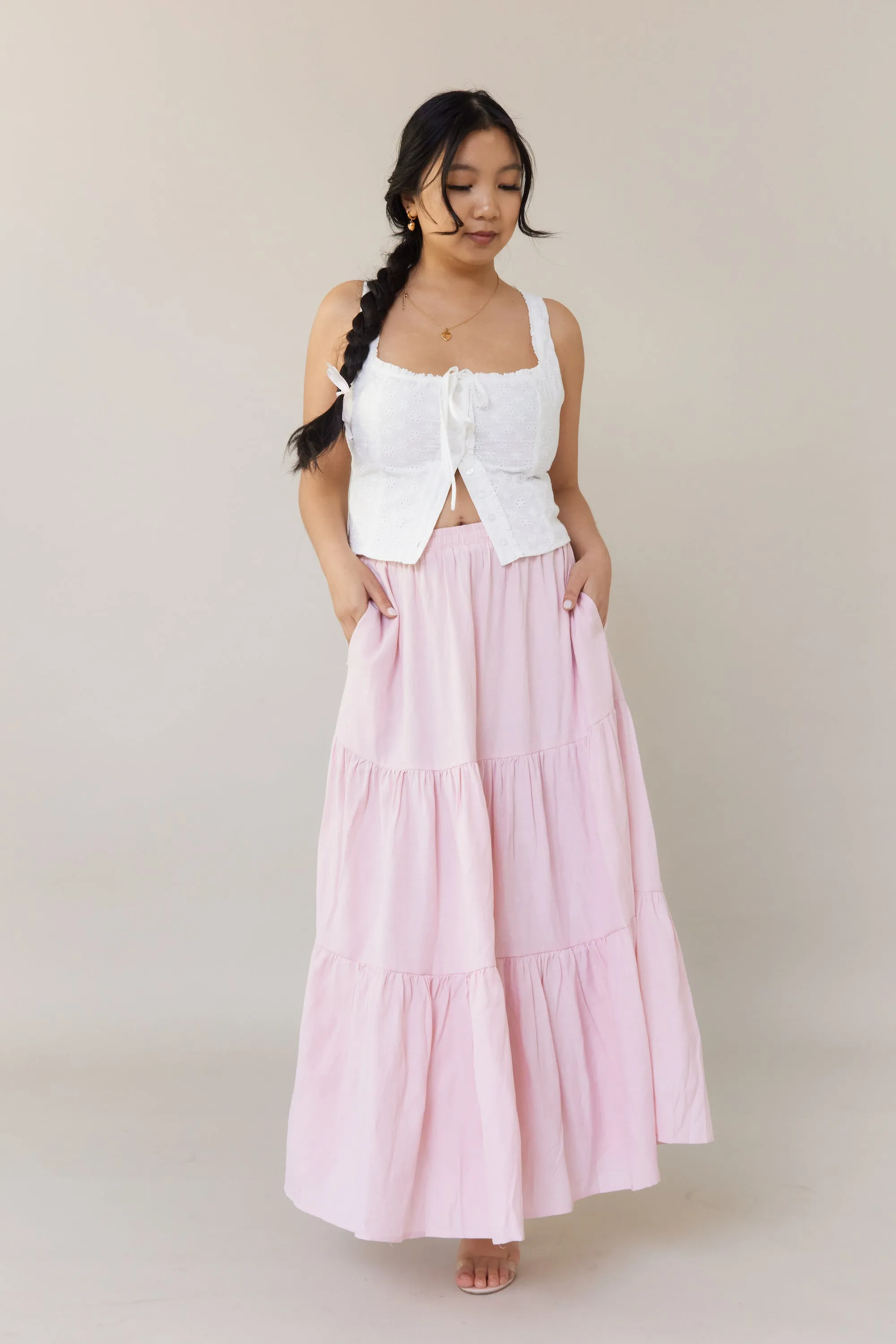 Flowing Midi Skirt - Pink - Sample