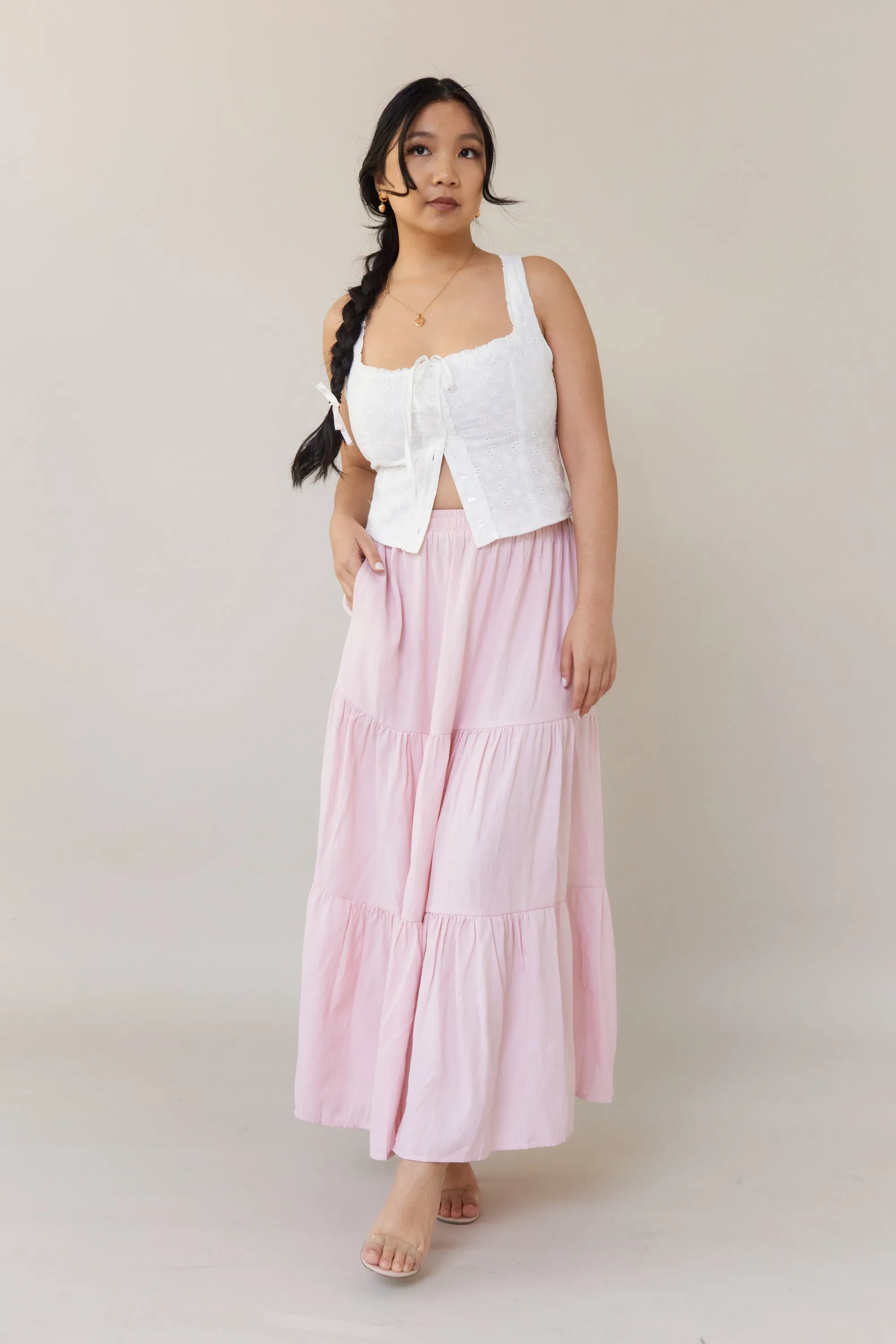 Flowing Midi Skirt - Pink - Sample