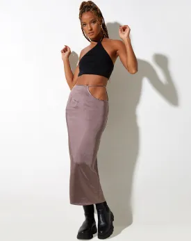 Gardy Midi Skirt in Satin Steel