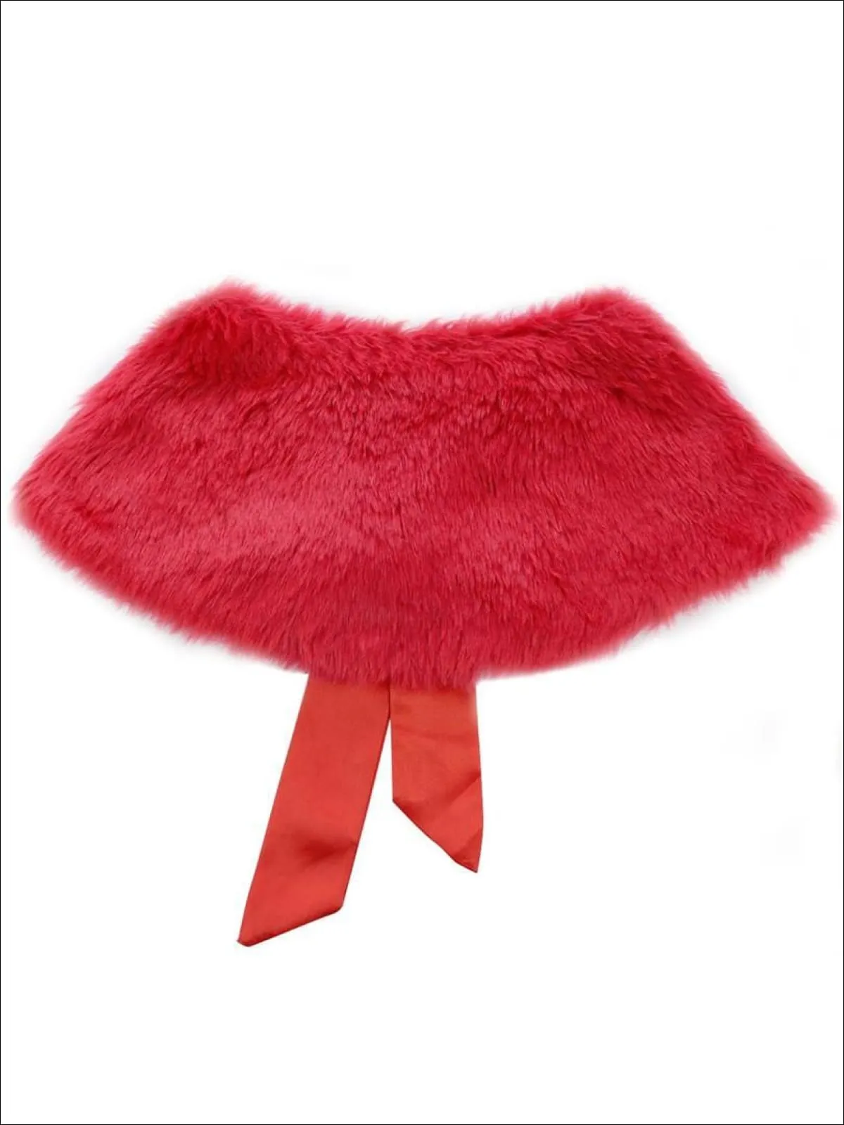 Girls Elegant Red Faux Fur Princess Bolero with Satin Bow