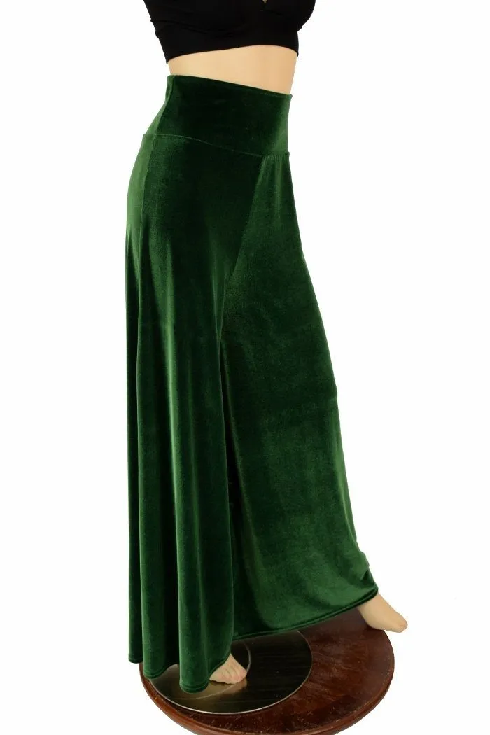 Green Velvet Wide Leg Pants