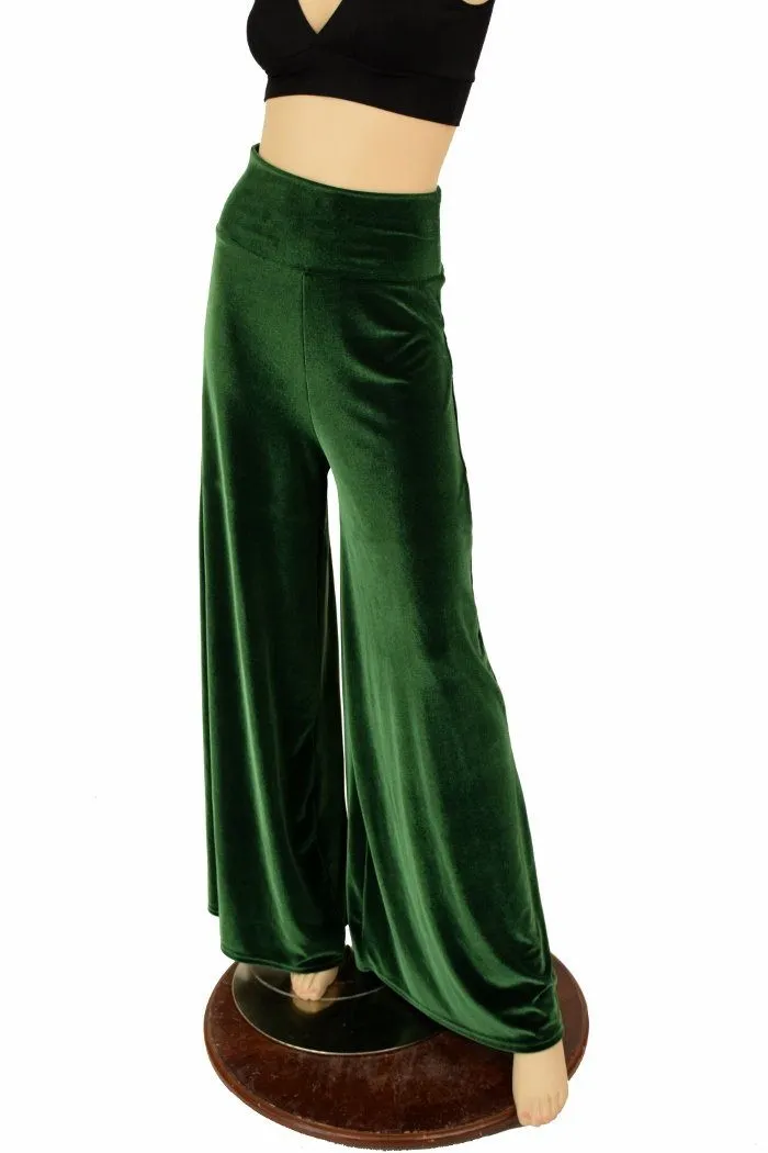 Green Velvet Wide Leg Pants