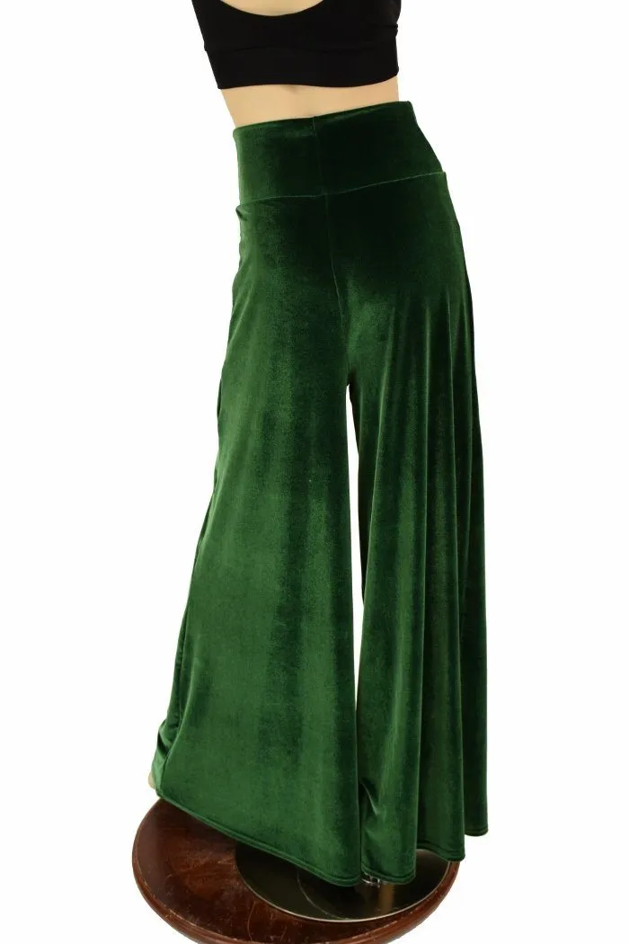 Green Velvet Wide Leg Pants