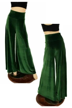 Green Velvet Wide Leg Pants