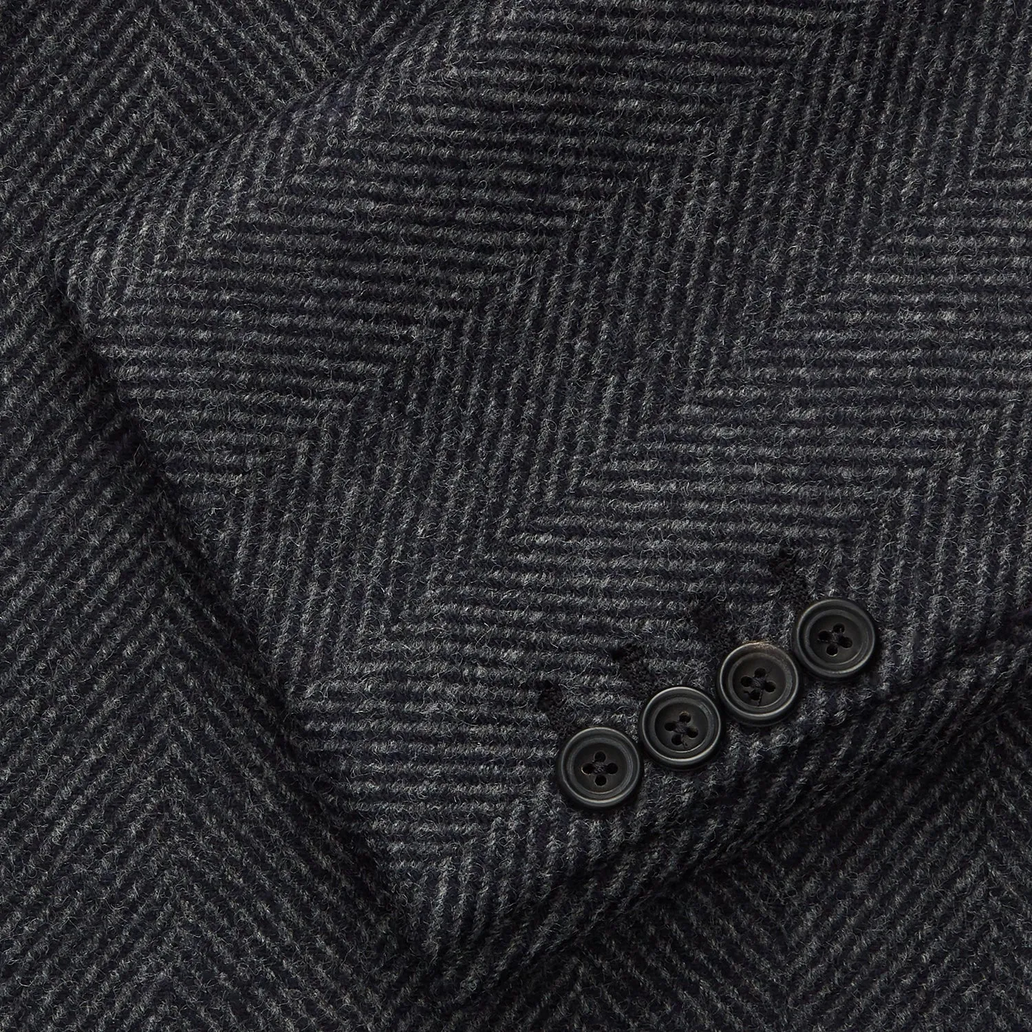 Grey Herringbone Wool Double Breasted Highgrove Overcoat