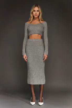 High-Waisted Knit Midi Skirt